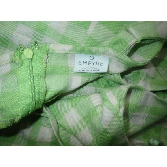 Empyre Green & White Plaid Sleeveless Dress L Casual Cottagecore Check - Picture 6 of 6